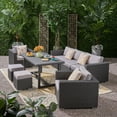 thumbnail image 1 of Noble House Santa Rosa 8 Piece Wicker Patio Sofa Dining Set in Gray, 1 of 6