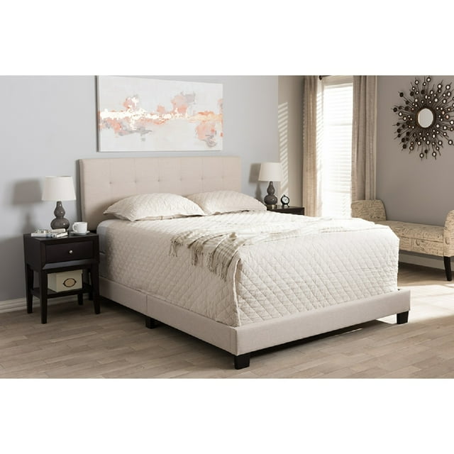 Brookfield Beige Fabric Upholstered GridTufted FullSize Bed