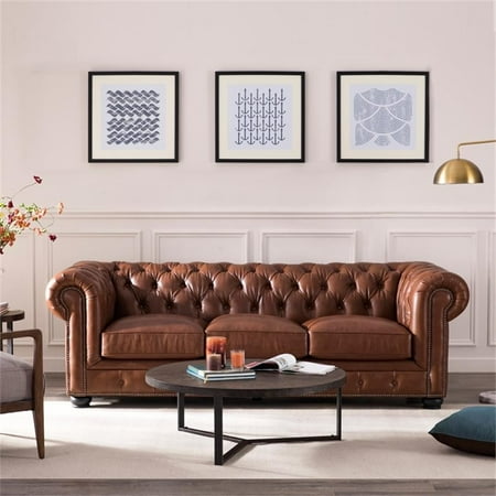 Brookfield Leather Tradition Chesterfield Sofa In Chestnut With Nailheads