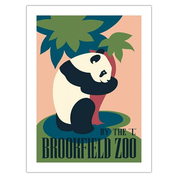 Brookfield Zoo Chicago - Panda Bear - Vintage Travel Poster by Charles Raymond c.1930 - Fine Art Matte Paper Print (Unframed) 18x24in
