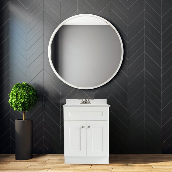 Design House Brookings 24" x 18" Ready to Assemble Solid Wood 2-Door Bath Vanity Cabinet, Sherwin Williams® White