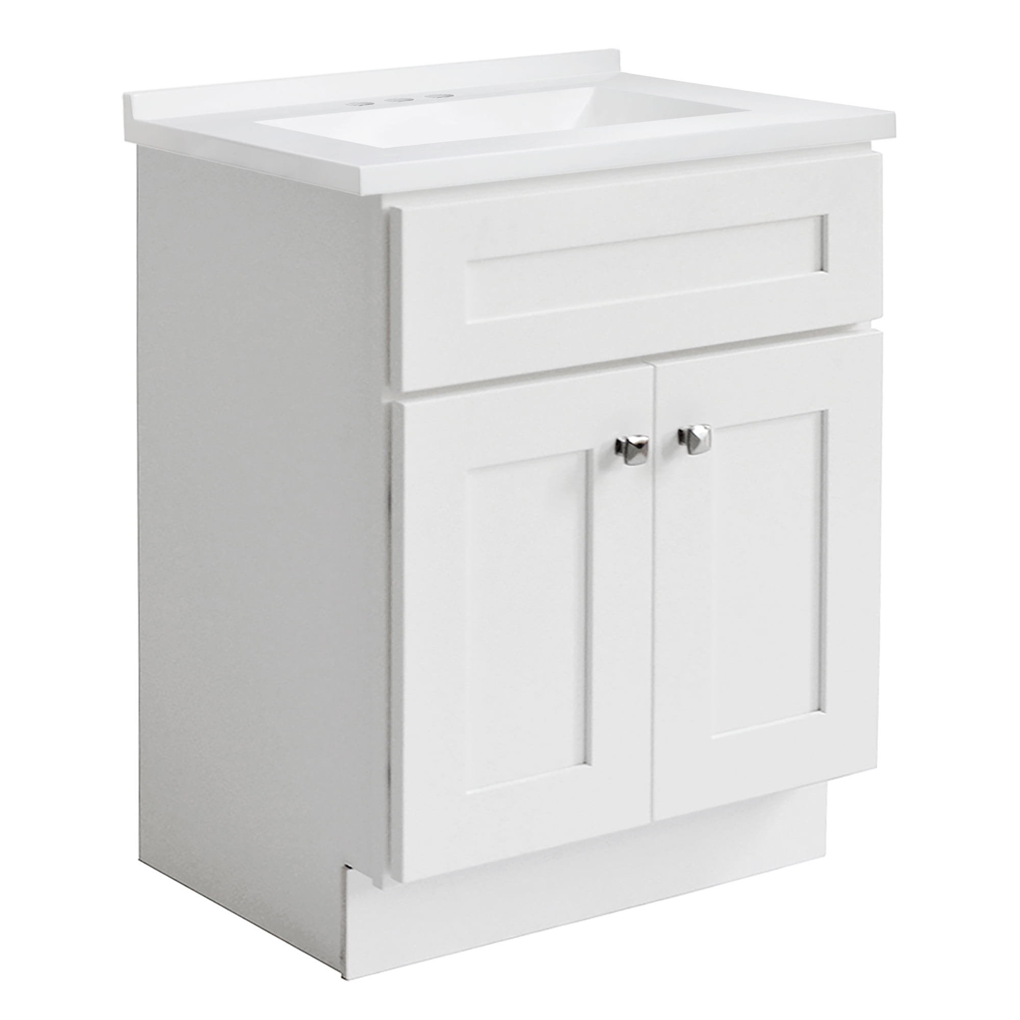 White 25" Single Bathroom Vanity with Cultured Marble Top