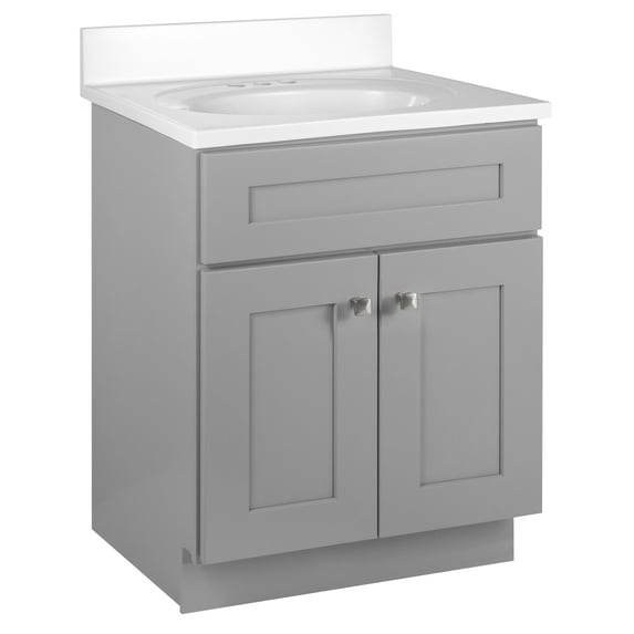 Brookings 25 Inch Bathroom Vanity with Top, Ready to Assemble, Painted Sherwin Williams® Gray – Design House, 597559