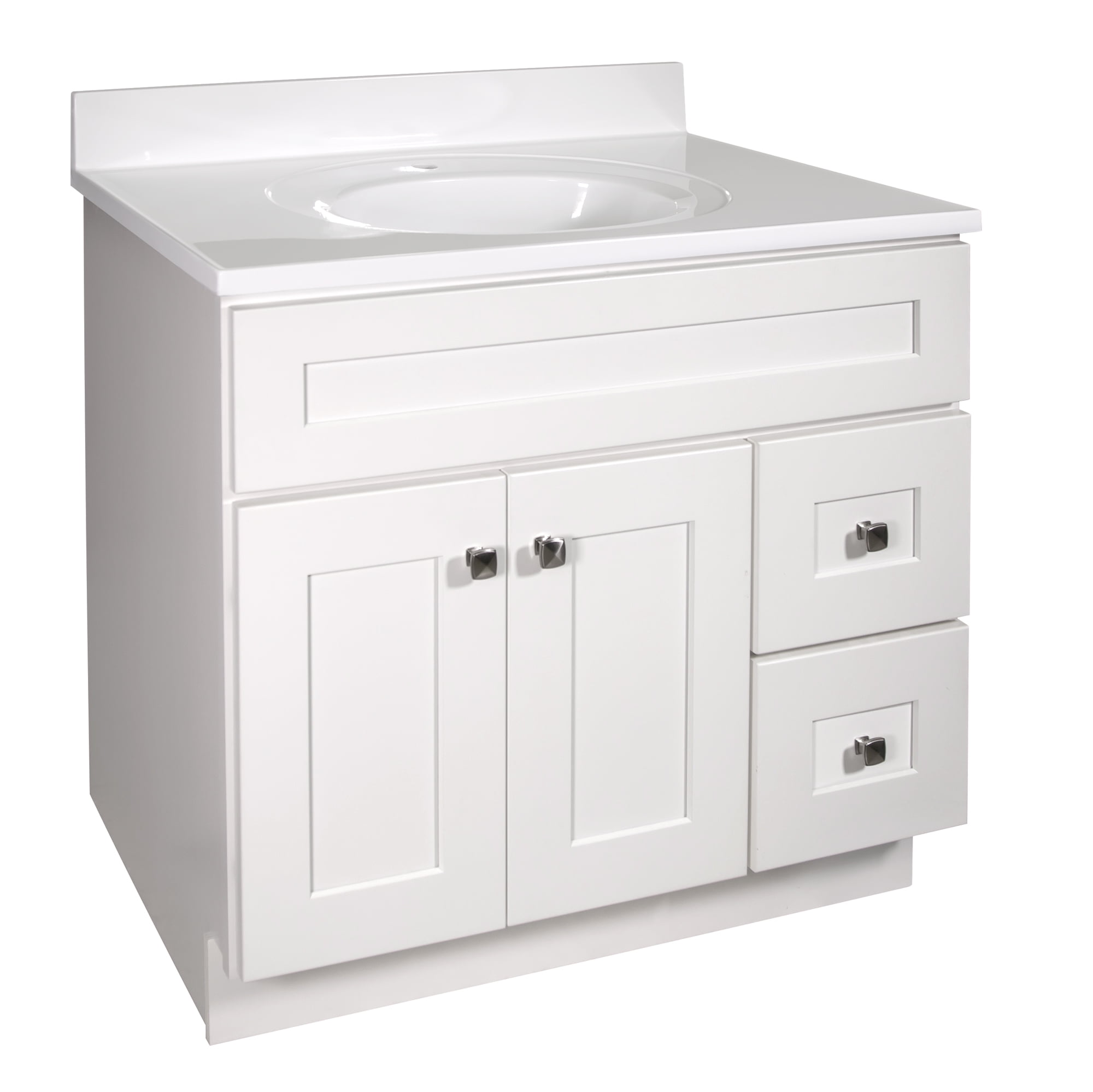 Design House Brookings 37" x 22" Ready to Assemble 2-Door 2-Drawer Bath Vanity with Cultured Marble Single Hole Top, Sherwin Williams® White/White