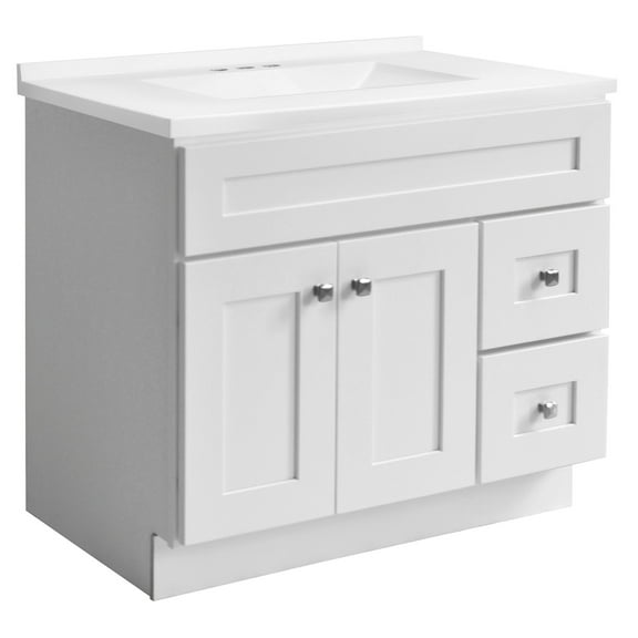 Brookings 37" Wood Vanity Sherwin Williams in White w/ Modern Sink Assembled