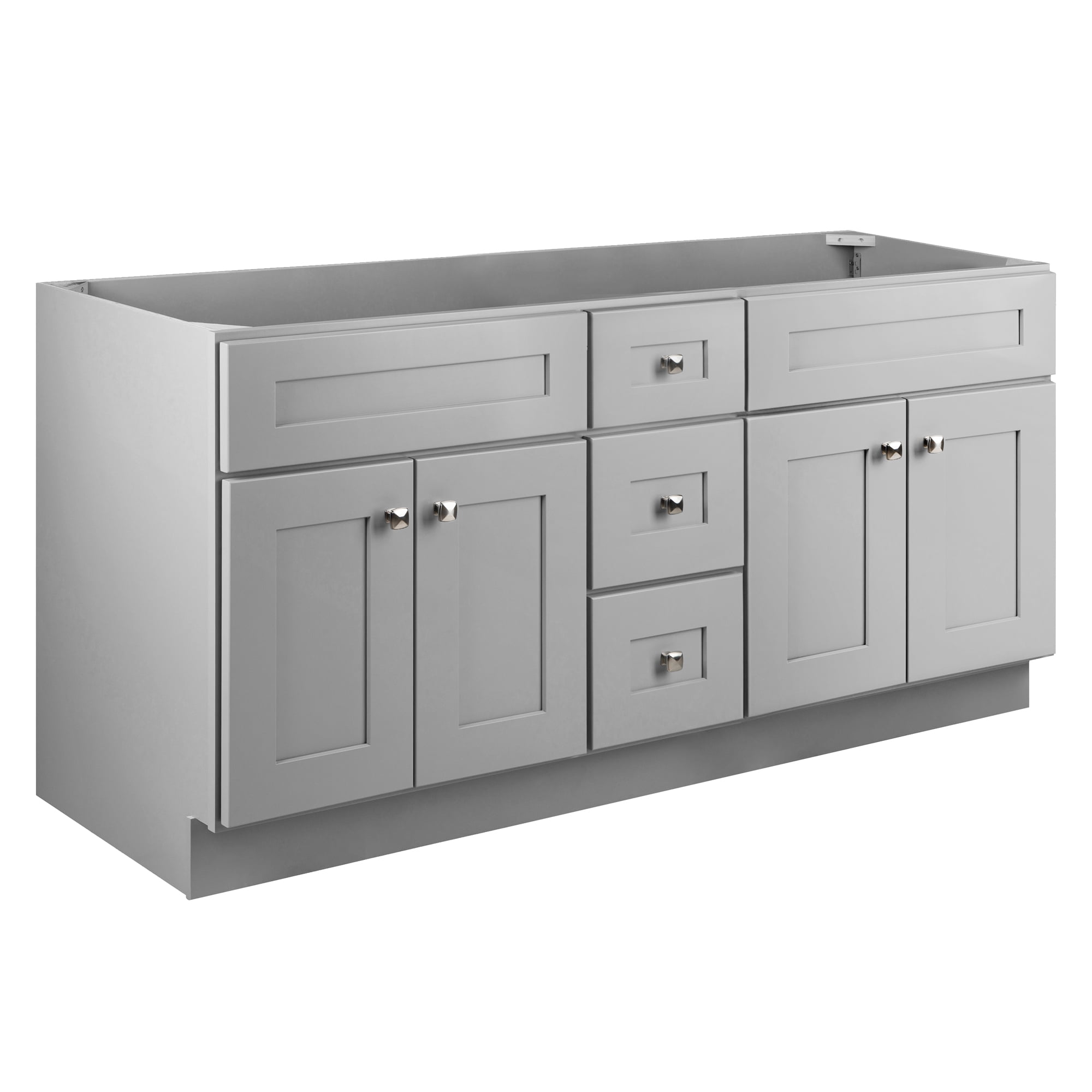 Brookings 60-Inch Gray Shaker Bathroom Vanity Cabinet