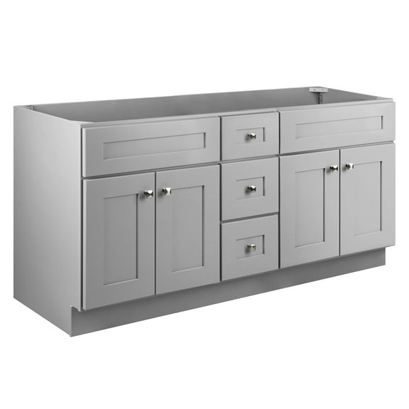 Design House Brookings 60" x 21" Ready to Assemble Solid Wood 3-Drawer Bath Vanity Cabinet, Sherwin Williams® Gray