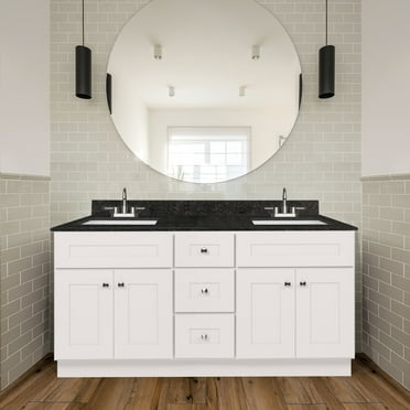 Design House Brookings 60" Ready to Assemble Solid Wood Bathroom Vanity Cabinet, Sherwin Williams® White