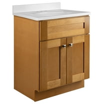 Design House Brookings 25" x 19" Assembled 2-Door Bath Vanity Base and Cultured Marble Top with Centerset Holes, Modern Birch/White