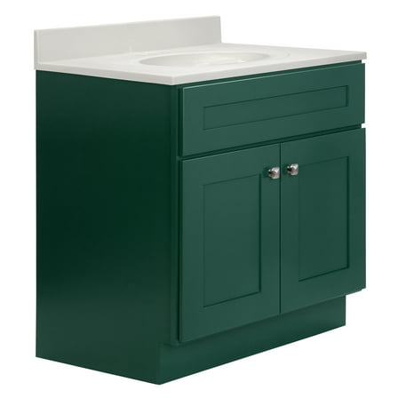 Design House Brookings 31" x 22" Bath Cabinet with 4" Center Set Vanity Top, Sherwin Williams® Hunt Club/Ivory Swirl