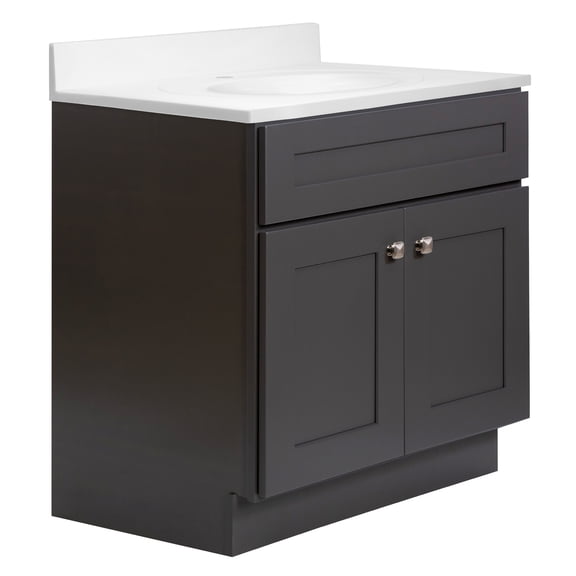 Design House Brookings Fully Assembled 31" x 22" Bath Cabinet with Single Hole Vanity Top, Sherwin Williams® Urbane Bronze Base