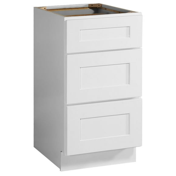 Design House Brookings Ready to Assemble Shaker 3-Drawer Kitchen Base Cabinet (18 x34.5 x 24,) Sherwin Williams White