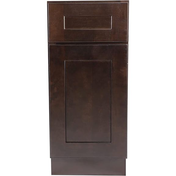 Brookings Shaker Unassembled Base Kitchen Cabinet B21, 21 W x 24 D x 34.5 H, Brown, Solid Wood, Design House, 561944