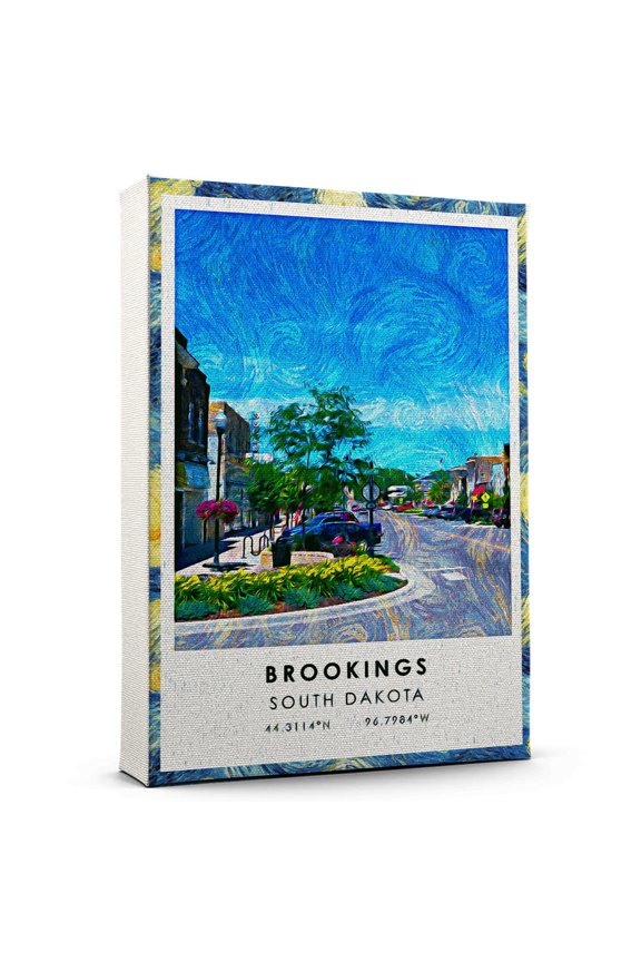 Brookings Travel Canvas, South Dakota Travel Art Canvas, Brookings Travel City Canvas, Travel Artwork Canvas