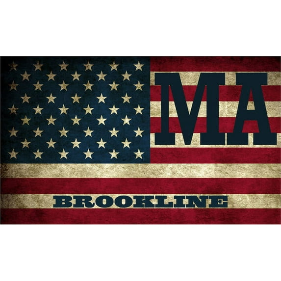 Brookline MA Massachusetts Norfolk County Vintage US Flag Decal Bumper Sticker 3M Vinyl 3" x 5"