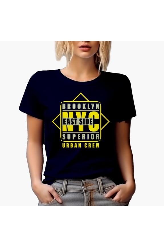 Brookly East Side Superior, NYC Urban Crew, Navy Blue T-Shirt, Large