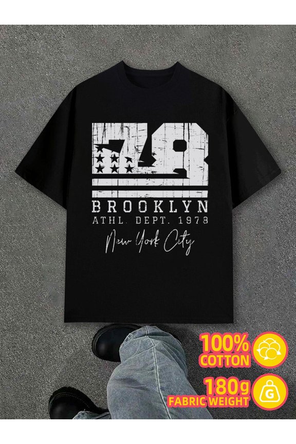 Brooklyn 1978 men black 180G 100% Cotton Weekend casual wear Basic Unisex Shirt Graphic Tee tshirts Casual Unisex Shirt Short Sleeve tshirts Trendy Unisex Shirt Graphic Tee tshirts