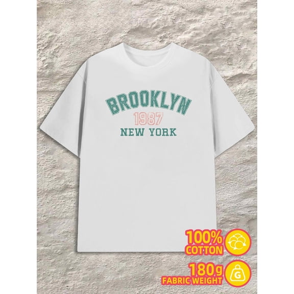 Brooklyn 1987 NY for men 180G 100% Cotton white Unique Design Unisex Shirt Graphic Tee tshirts Classic Unisex Shirt Graphic Tee tshirts Funny Unisex Shirt Crewneck tshirts