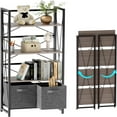 Brooklyn 4 Tier Folding Bookshelf with Collapsible Drawers Small