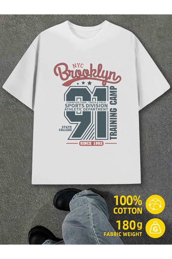 Brooklyn 911 T-shirt men white 180G 100% Cotton spring and summer clothing Unique Design Unisex Shirt Graphic Tee tshirts Original Unisex Shirt Cotton tshirts