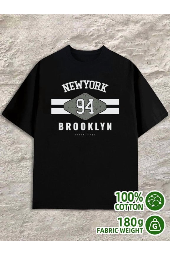 Brooklyn 94 Tee men 180G 100% Cotton black Unique Design Unisex Shirt Crewneck tshirts Casual Unisex Shirt Short Sleeve tshirts Vintage Unisex Shirt Graphic Tee tshirts