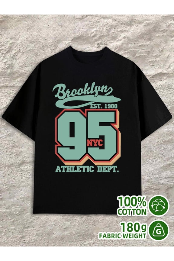 Brooklyn 95 NYC for men black 180G 100% Cotton Daily and weekend wear Unique Design Unisex Shirt Graphic tshirts Unique Design Unisex Shirt Printed tshirts