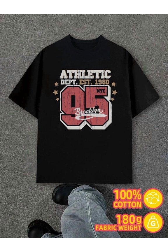 Brooklyn 95 T-Shirt for men black 180G 100% Cotton Comfortable loose and fashionable T-shirt Unique Design Unisex Shirt Short Sleeve tshirts Basic Unisex Shirt Short Sleeve tshirts