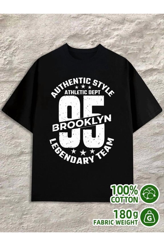 Brooklyn 95 Tee men's 180G 100% Cotton black Unique Design Unisex Shirt Crewneck tshirts Retro Unisex Shirt Crewneck tshirts Unique Design Unisex Shirt Cotton tshirts