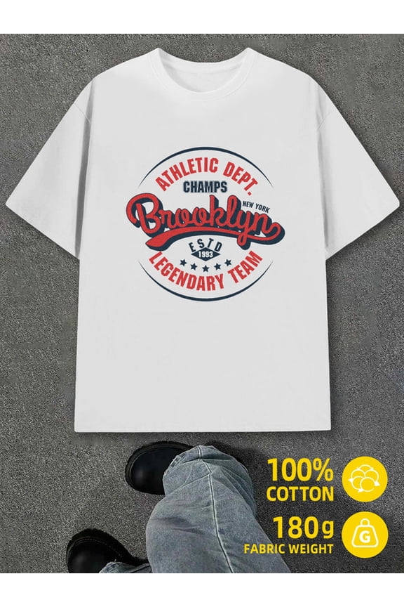 Brooklyn Athletic Dept. men white 180G 100% Cotton spring and summer clothing Basic Unisex Shirt Short Sleeve tshirts Original Unisex Shirt Cotton tshirts