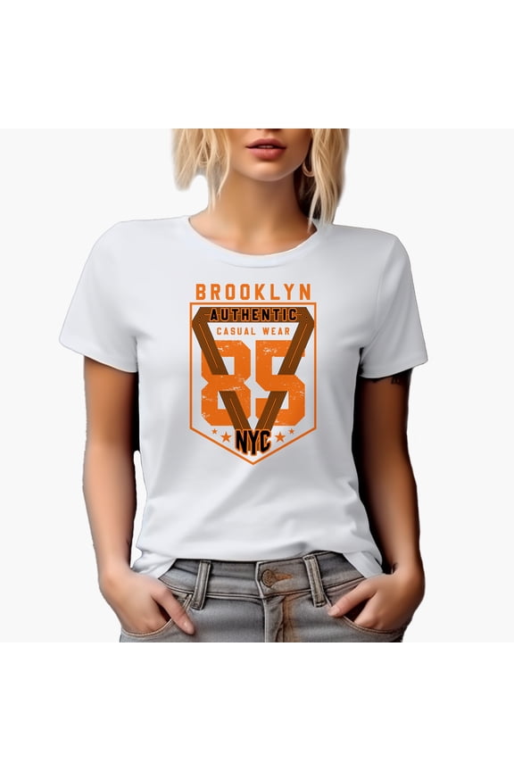 Brooklyn, Authentic Casual Wear 85 NYC, White T-Shirt, XL
