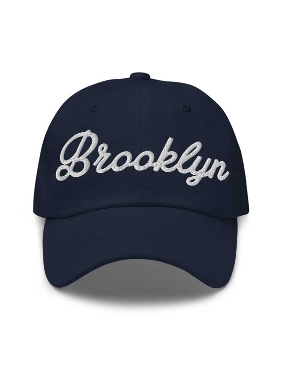 Brooklyn Baseball Cap Brooklyn Dad Hat Bold Script New York NY Hat Embroidered Souvenir Gift Navy