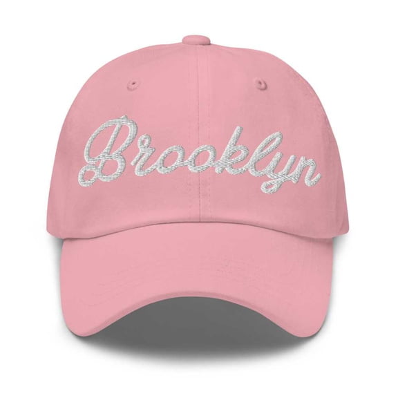Brooklyn Baseball Cap Brooklyn Dad Hat Bold Script New York NY Hat Embroidered Souvenir Gift Pink