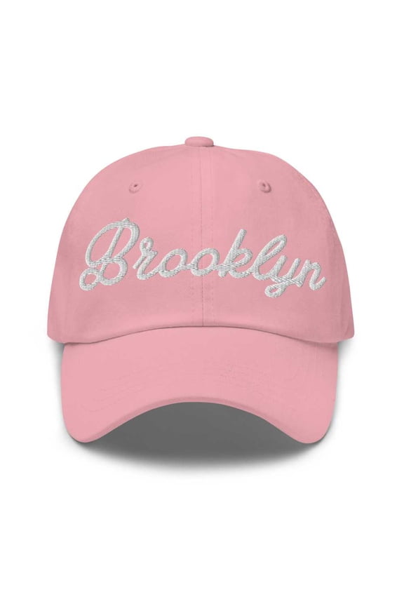 Brooklyn Baseball Cap Brooklyn Dad Hat Bold Script New York NY Hat Embroidered Souvenir Gift Pink