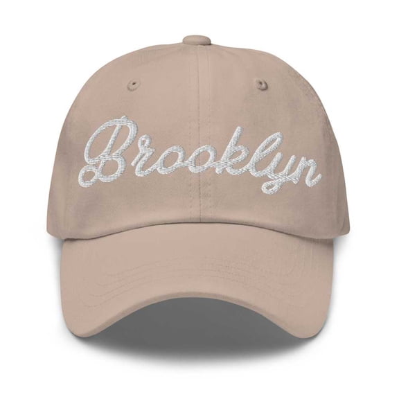 Brooklyn Baseball Cap Brooklyn Dad Hat Bold Script New York NY Hat Embroidered Souvenir Gift Stone