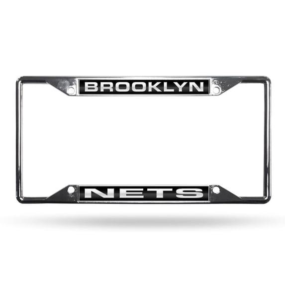 Brooklyn Basketball Nets 4-Corner EZ View Chrome Metal Laser License Plate Frame