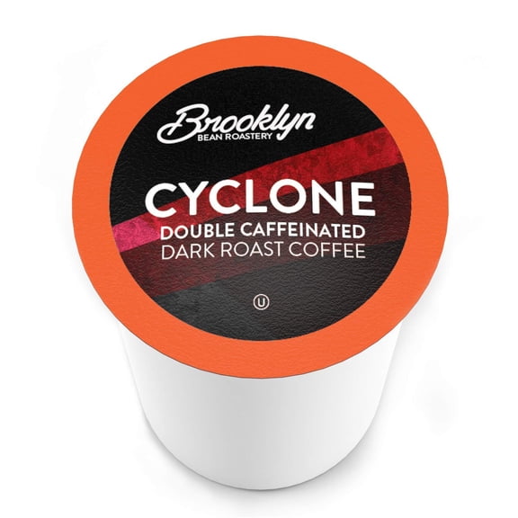 Brooklyn Beans Cyclone Gourmet Coffee Pods - Compatible with Keurig K Cup Brewers Including 2.0 Machines, 12 Count, Strong and Intense Double Caffeine