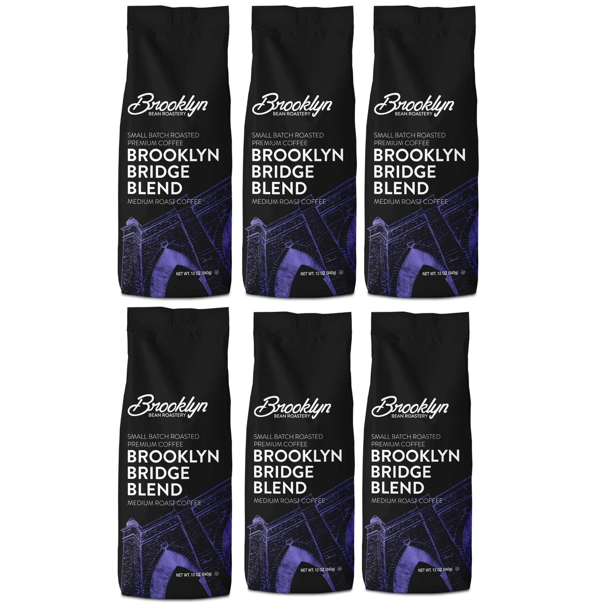 Brooklyn Bridge Blend Medium Roast Ground Coffee, 12 Ounce Bags, 6-Pack