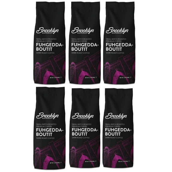 Brooklyn Bean Roastery Fuhgeddaboutit Arabica Ground Coffee, Medium Roast 12 Oz. 6-Pack