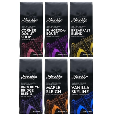 Brooklyn Bean Roastery Ground Coffee Variety Pack, Assorted Gift Sampler, 12 Oz. 6-Pack