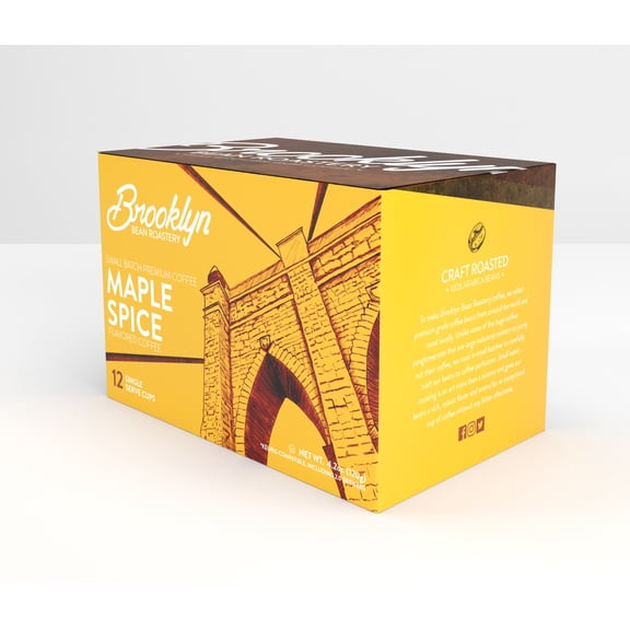 Brooklyn Beans Roastery Coffee Pods, Fall Maple Spice Flavored - Compatible with Keurig K Cup Brewers Including 2.0 Machines, 12 Count, Autumn-Inspired