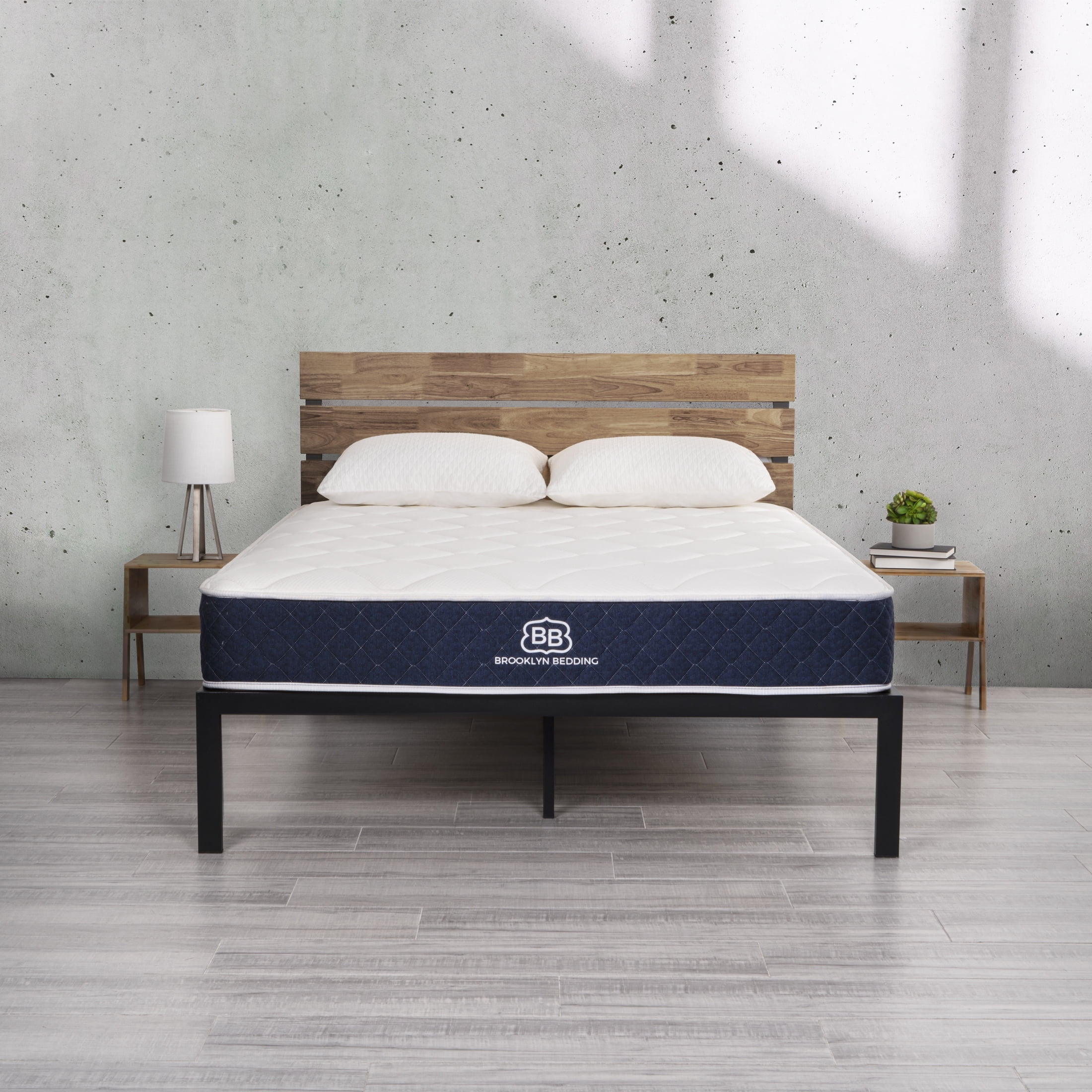 California King 10" White and Blue Innerspring Hybrid Mattress