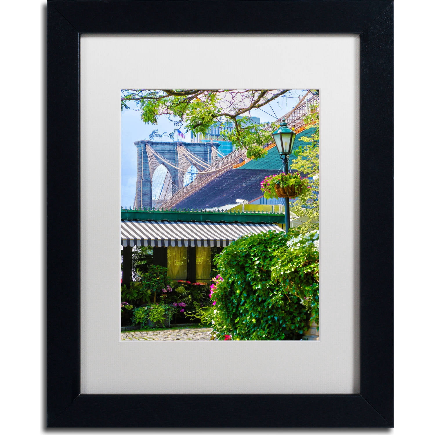 "Brooklyn Bridge 2" Canvas Art by CATeyes, White Matte, Black Frame