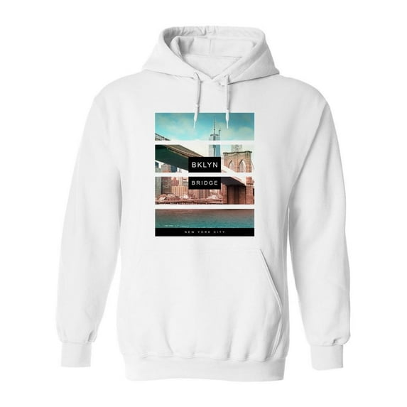 Brooklyn Bridge Abstract Design Hoodie Men - Men Hoodie, White, 4XL