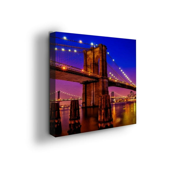 Brooklyn Bridge Canvas Wall Art by Mavis Print- 14x14 inches Bridge Wall Decor | HD Printed & Wooden framed wall art | Modern Wall Decor for Bedroom, Living Room, Office, Kids Room | Made in USA