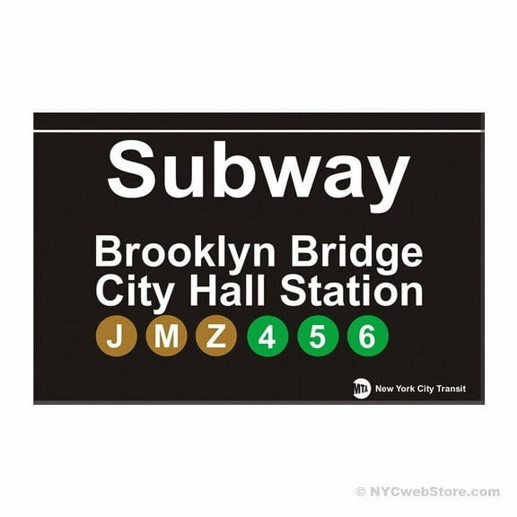 Brooklyn Bridge City Hall NYC Subway Magnet - New York City MTA Replica Gift