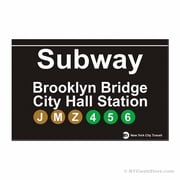 Brooklyn Bridge City Hall NYC Subway Magnet - New York City MTA Replica Gift