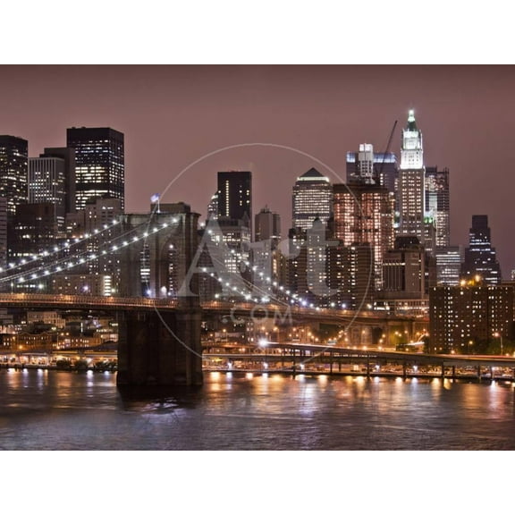 Brooklyn Bridge, East River with Lower Manhattan Skyline in Distance, Brooklyn, New York, Usa, Scenic Unframed Premium Photographic Print Wall Art by Paul Souders Sold by ArtCom