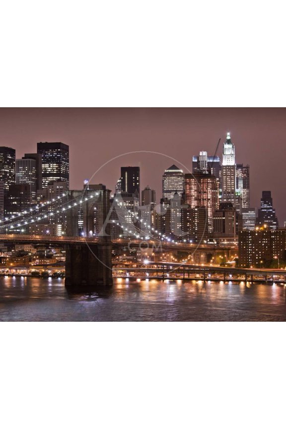 Brooklyn Bridge, East River with Lower Manhattan Skyline in Distance, Brooklyn, New York, Usa, Scenic Unframed Premium Photographic Print Wall Art by Paul Souders Sold by ArtCom