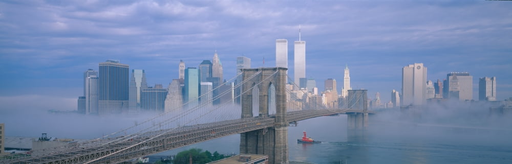 Brooklyn Bridge East River New York Canvas Art - Panoramic Images (36 x 12)