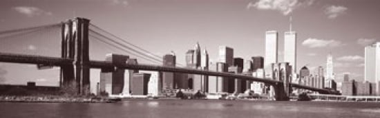 Brooklyn Bridge Hudson River NYC New York City New York State USA Canvas Art - Panoramic Images (36 x 12)